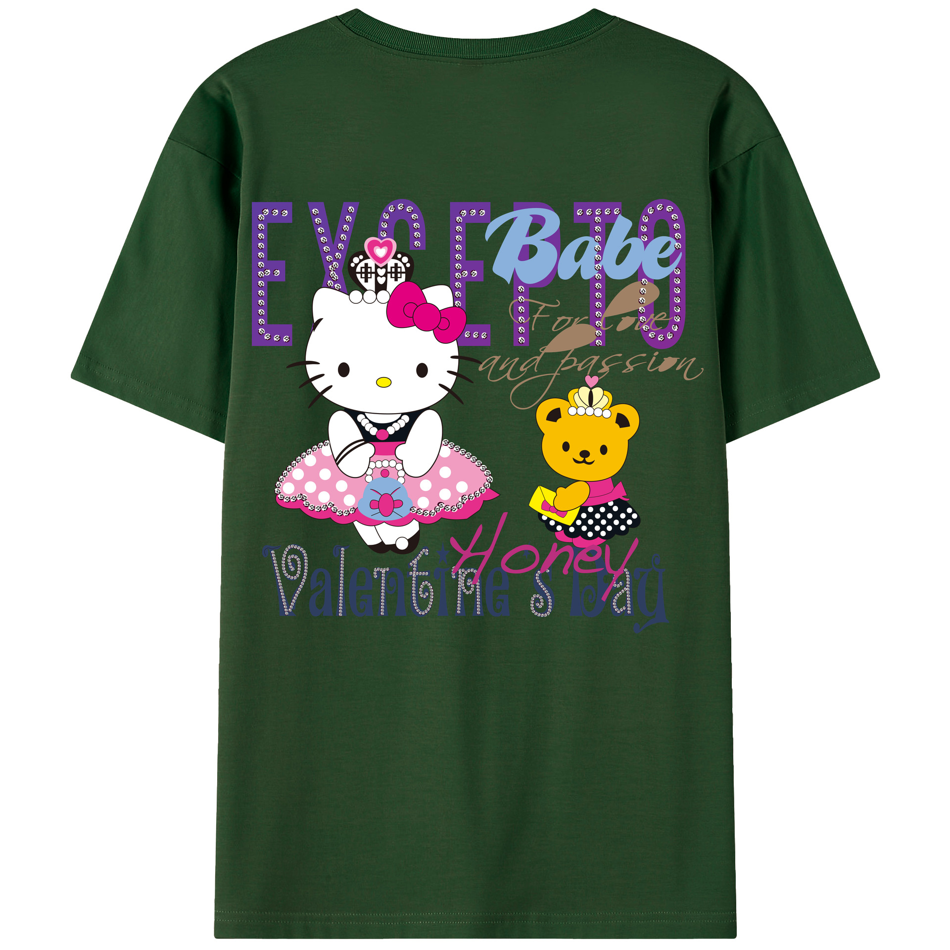 （画像用） Hello Kitty ハローキティ 綿100％半袖Tシャツ（背面プリント）